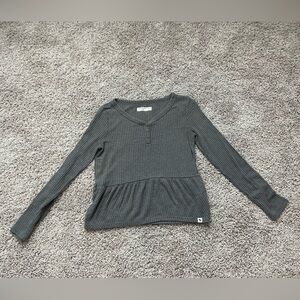 Abercrombie Kids Girls Shirt Size 11/12 Gray Long Sleeve Top Soft Logo
